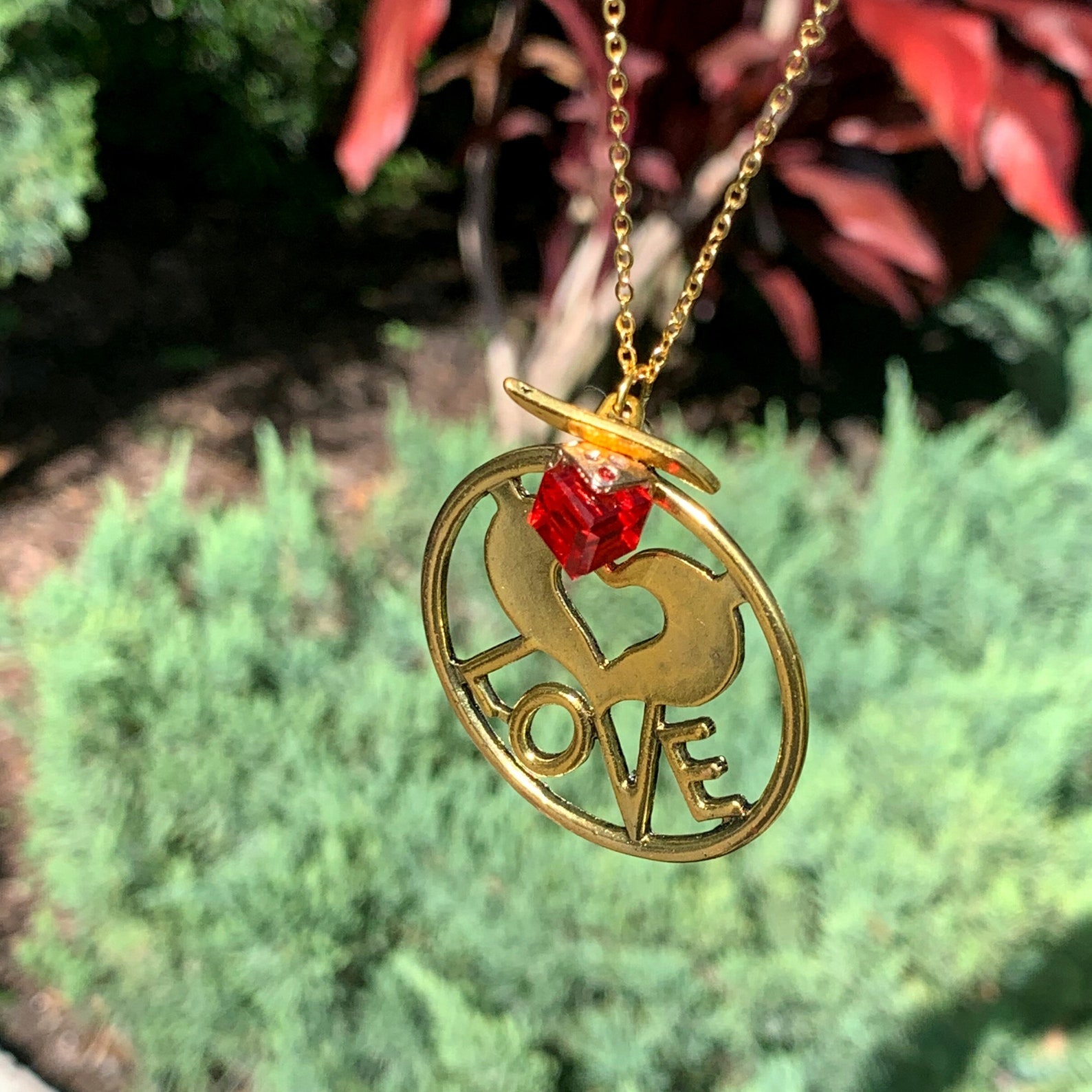 Collar de la cadena de oro delgada con 3 encantos amor corazón Etsy