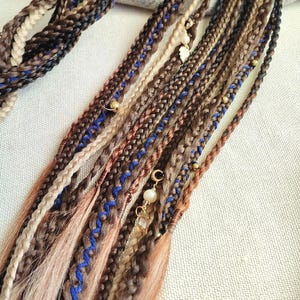 Viking braids  on hairband, Boho dreadlock extensions ponytail brown hair falls, Medival dread extension blonde ginger, Length 18&quot; Braids 15