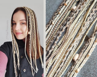 Blonde dreadlock on hair clips, Clip in dreads ash blonde braids extension, Boho hair extensions, Viking hair accessory, Customizable braids