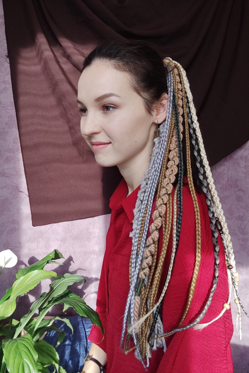 Ginger Viking Dread Extensions on Hairband Gray Boho Etsy