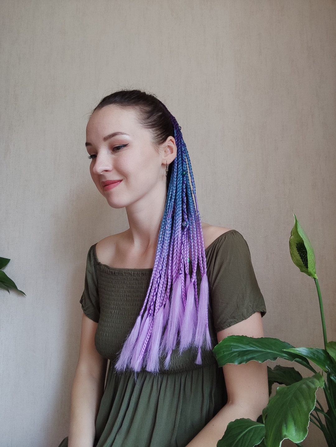 Purple Blue Hair Falls on Hairband Lavander Dreadlock - Etsy