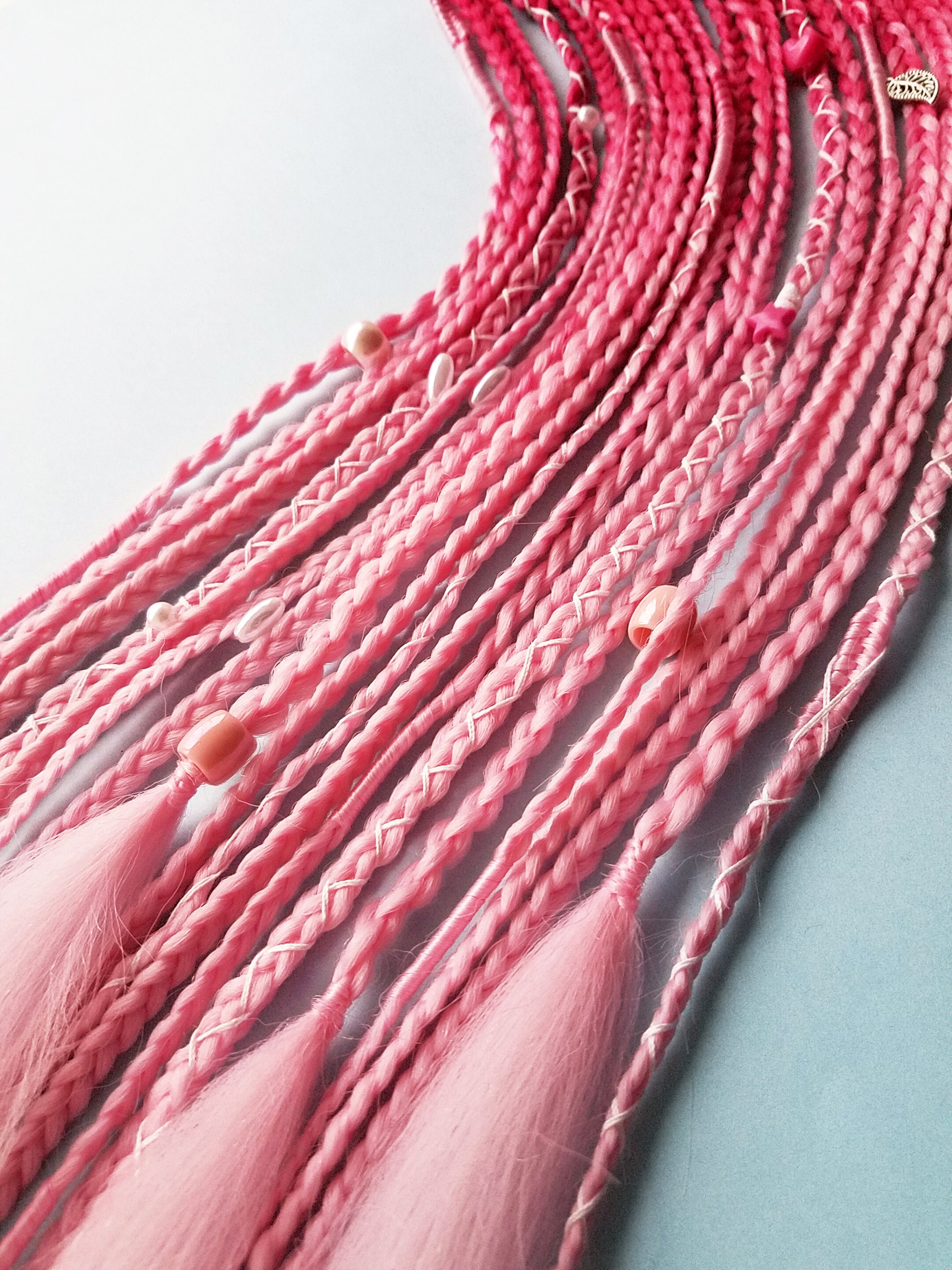 Pink braids hair extension on hair rubber band Synthetic Etsy