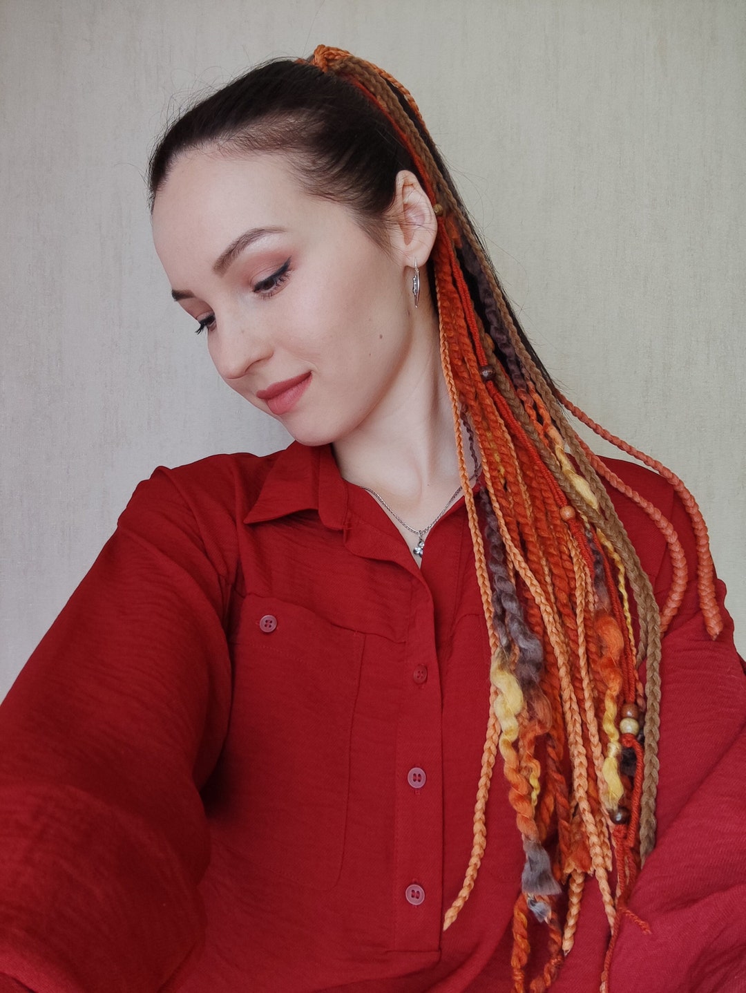 Orange Dreadlocks Ponytail for Sensitive Skull Lightweigth Etsy