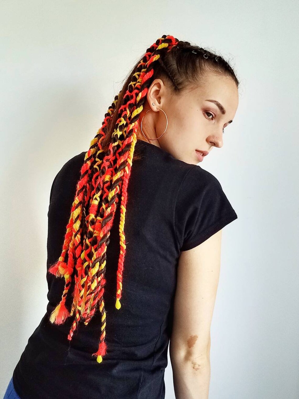 Accent set dreadlocks Synthetic braids with loop Rave Festival Etsy