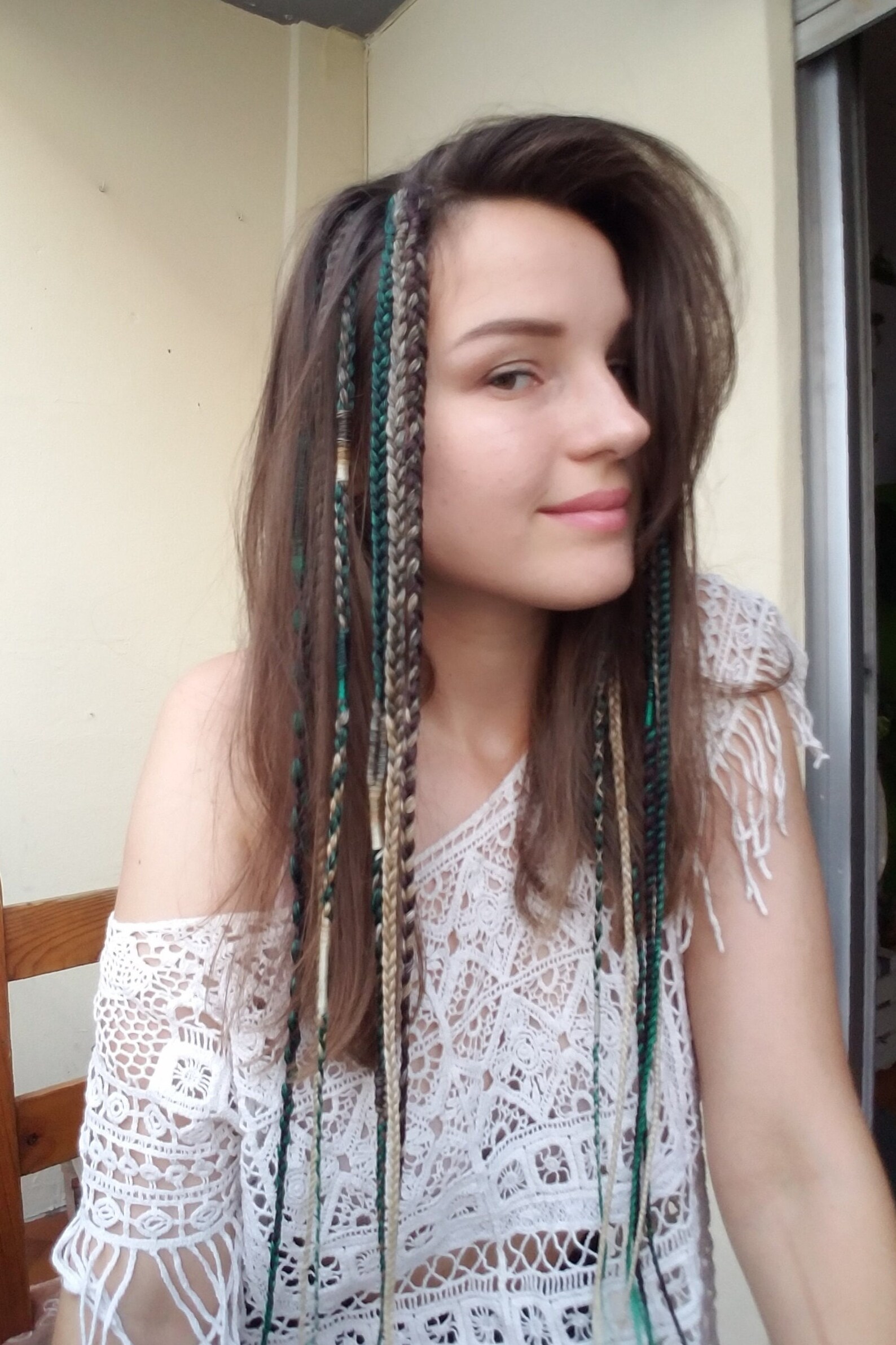 Clip in Braids Extension Green Brown Boho Hair Extensions Etsy