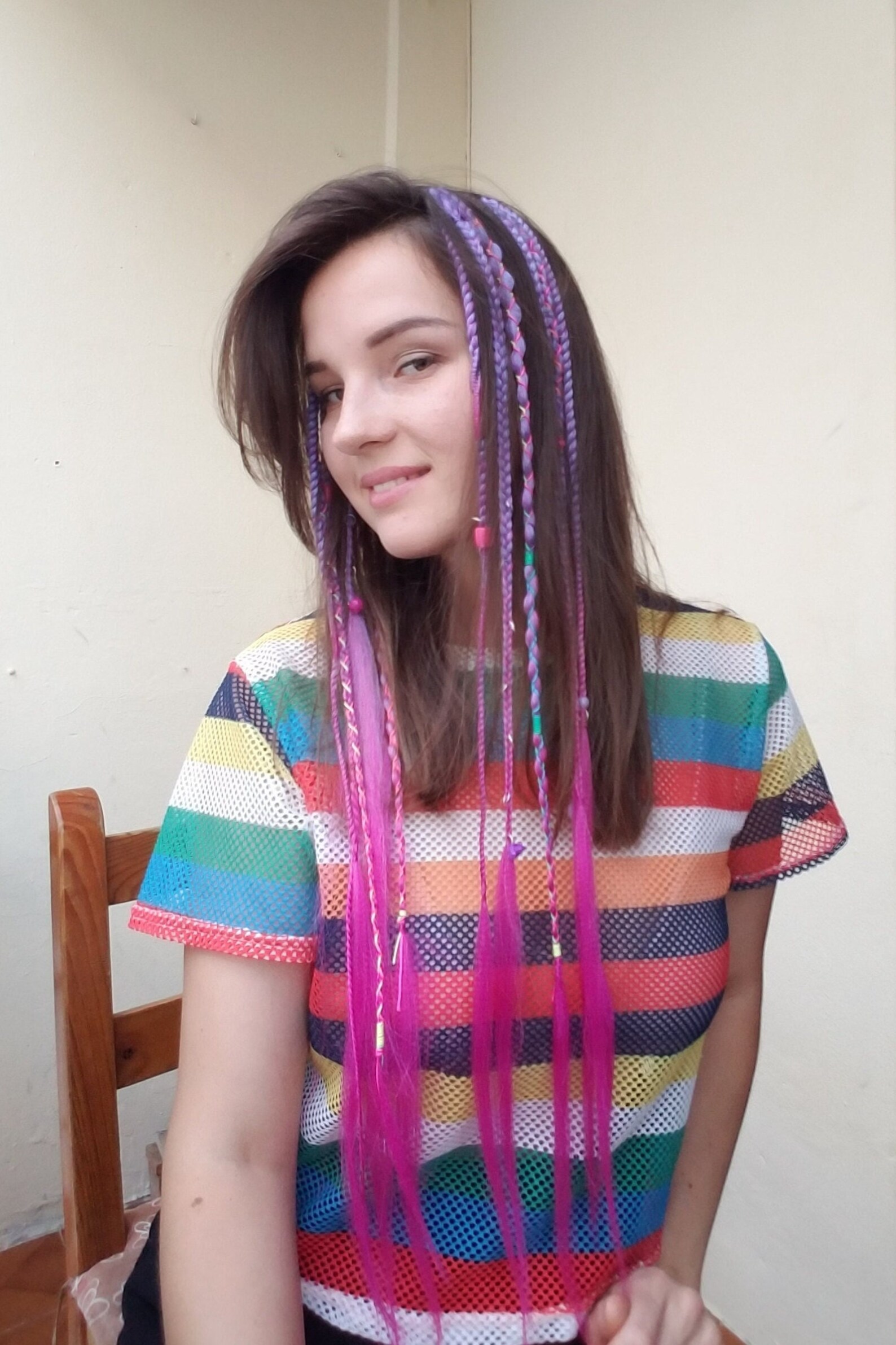 Purple Braids on Hair Clip Rave Hair Accessory Pink Hair Etsy