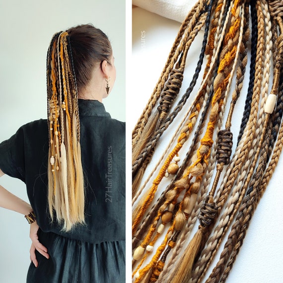 Viking Braids Ginger on Hairband, Boho Dreadlock Ponytail  display picture 3