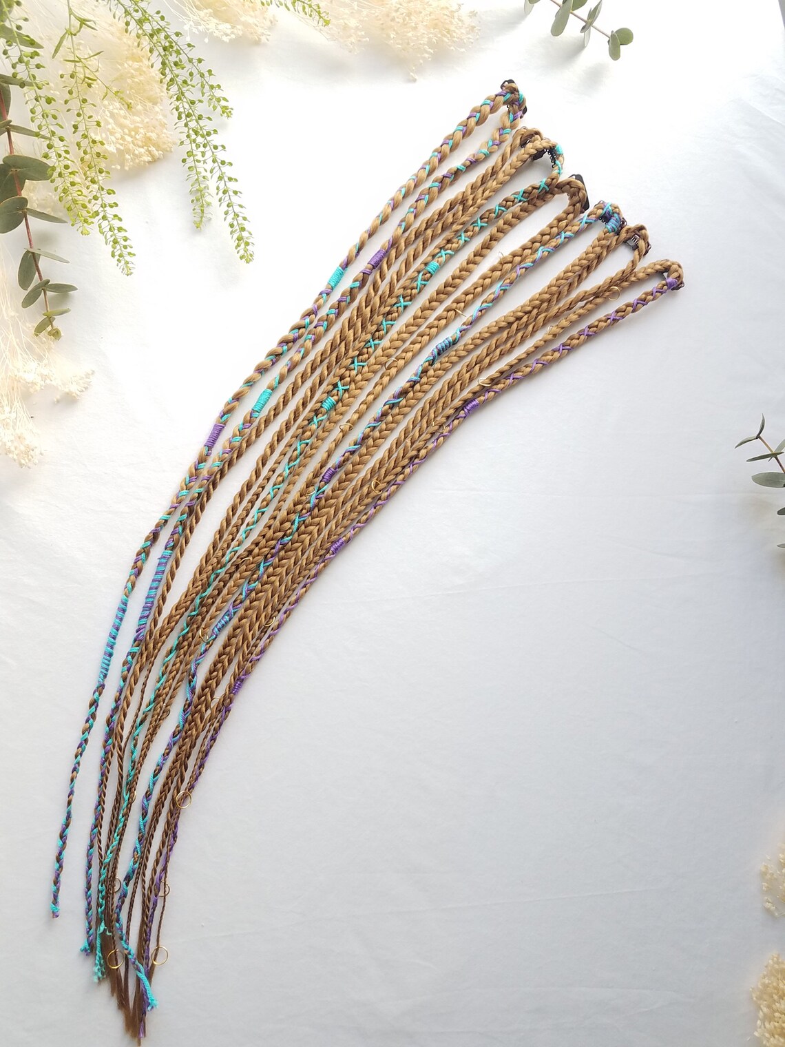 Gold Ginger Braids on Hair Clip Clip in Dreadlocks With Blue Etsy