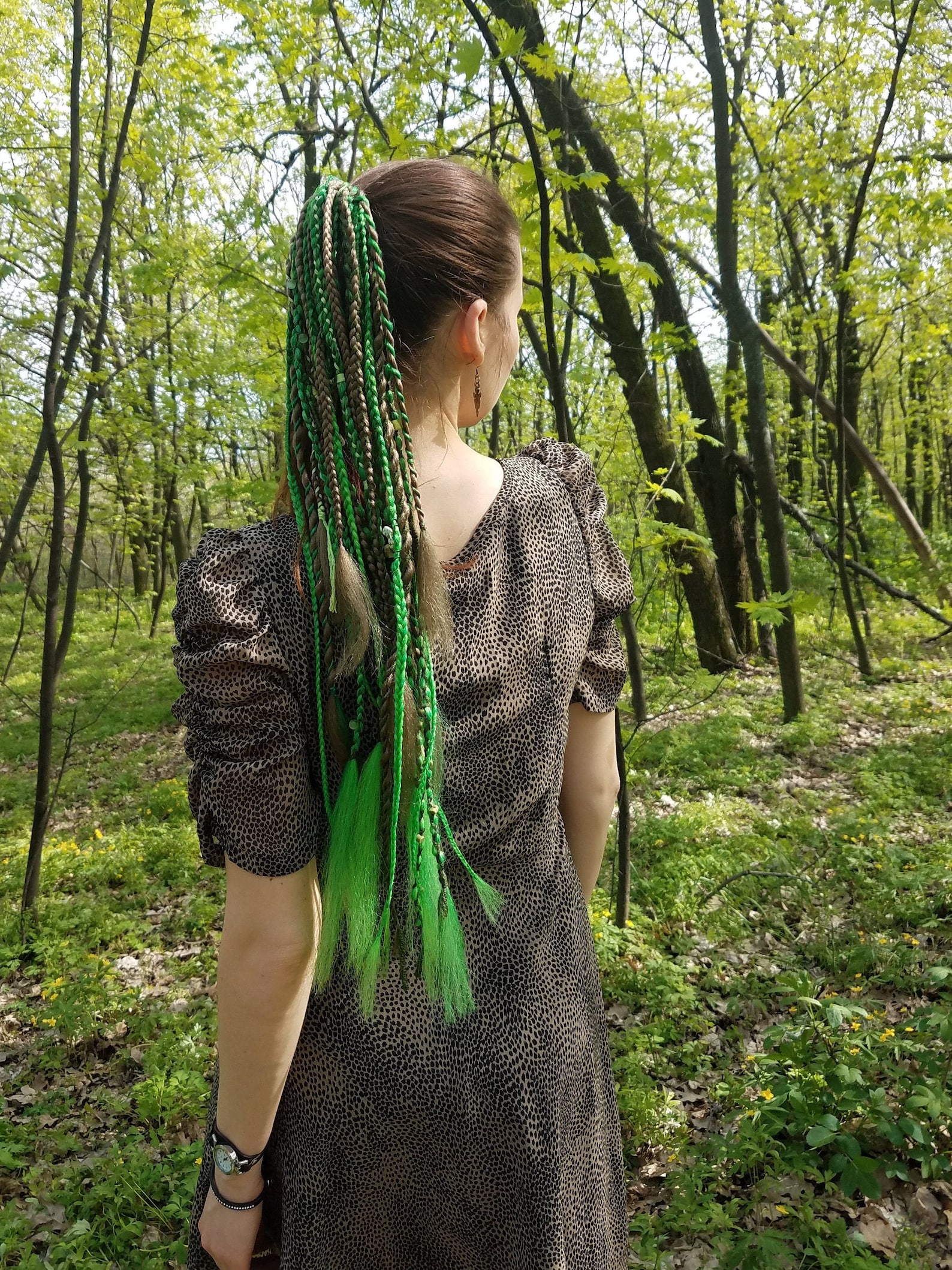 Green Amazon Forest Fairy Hair extension Brown Synthetic braid Etsy
