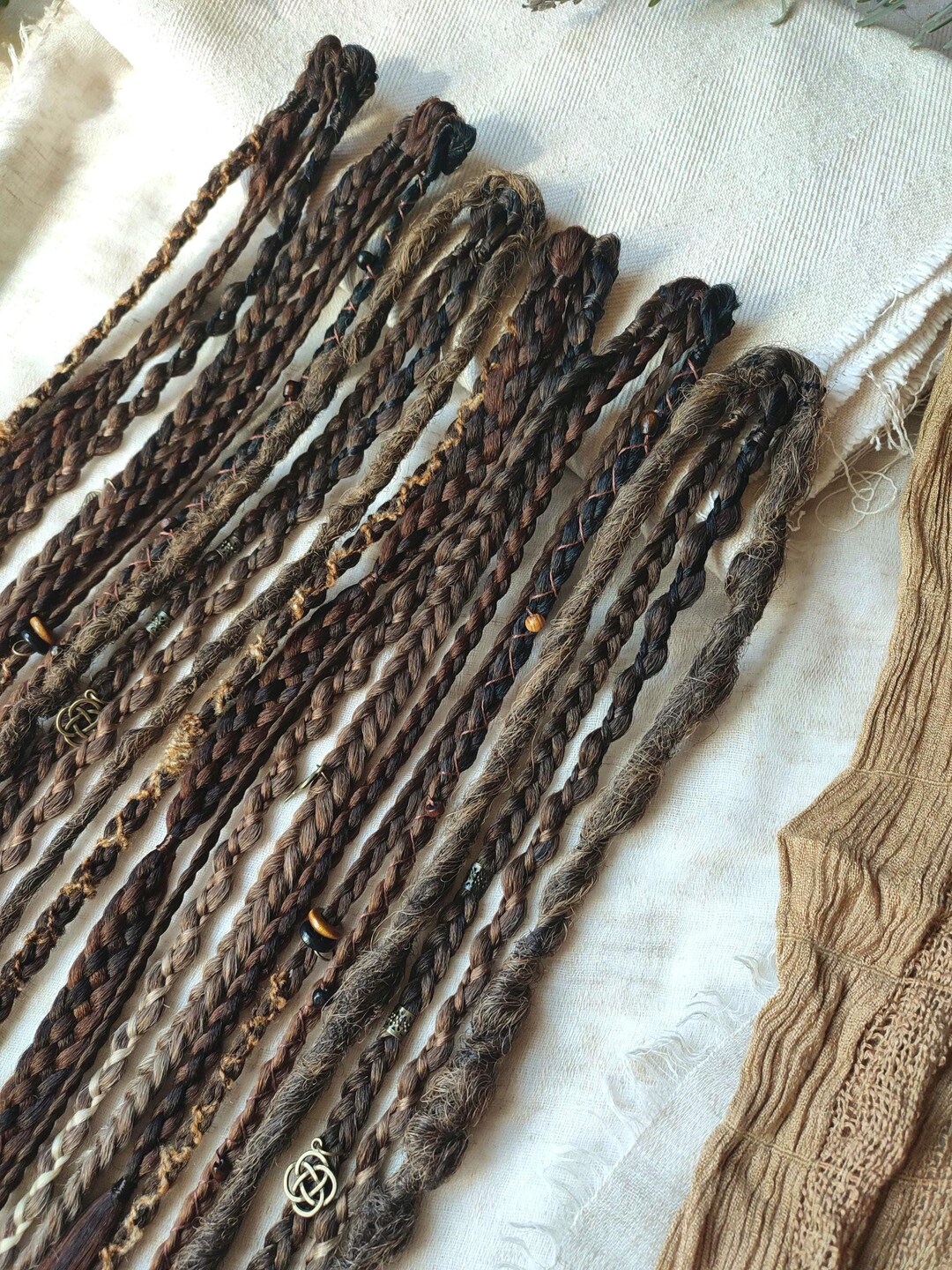 Brown Clip in Dreadlocks, Boho Hair Extension, Viking Dreads on Hair ...
