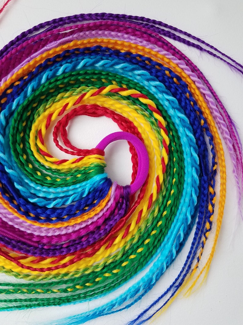 Rainbow Braids Extension on Hairband LGBT Hair Extension Etsy