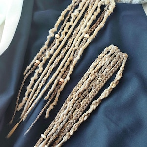 Clip in dreadlocks blonde, Boho chic hair extension, Viking dreads on hair clips, Festival hair accessory, Length 17&quot;, Braids 12, clips 4