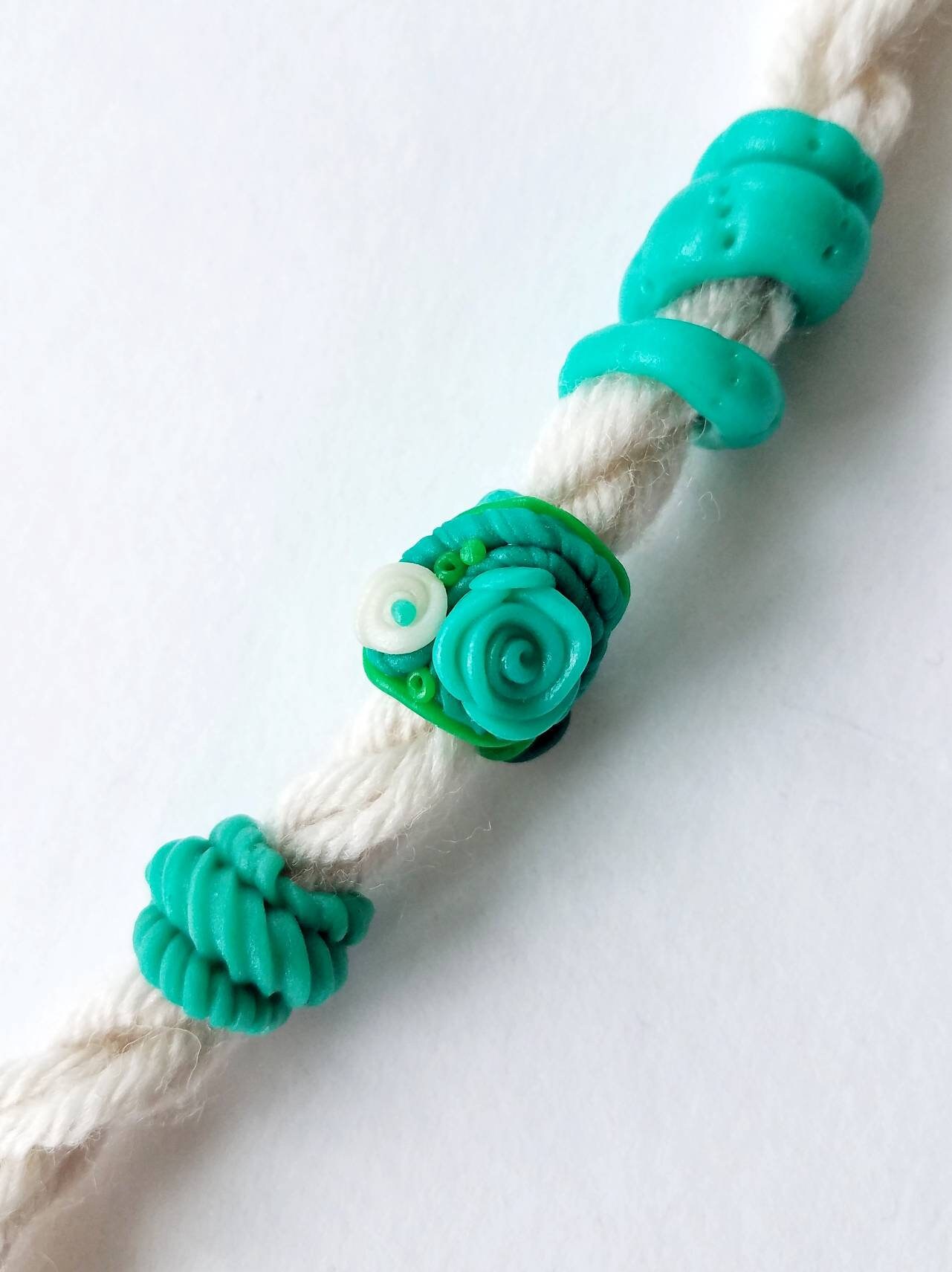 Set of 3 dread beads Turquoise dreadlock jewelry Polymer clay Etsy