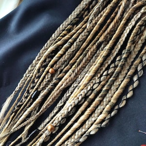 Clip in dreadlocks dirty blonde, Boho hair extensions ginger, Braids on hair clips, Viking dreads for man, Length 14&quot;, Braids 20, 5 clips