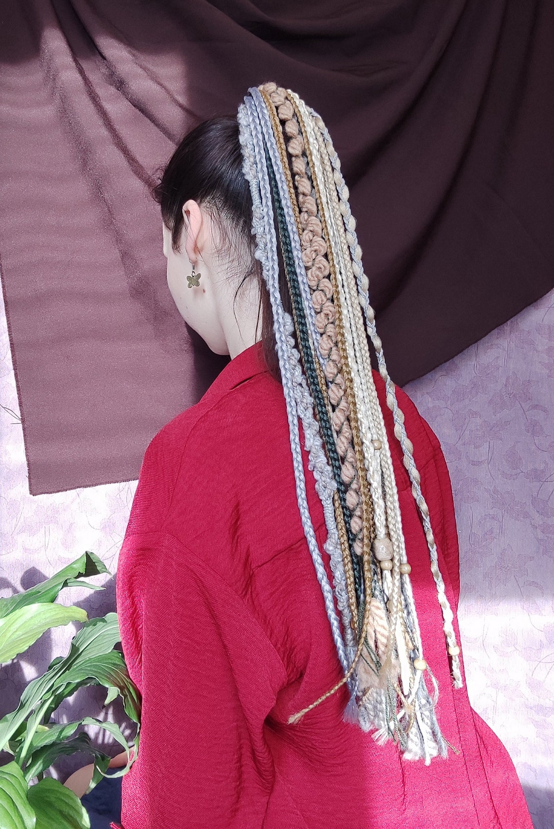 Ginger Viking Dread Extensions on Hairband Gray Boho Etsy