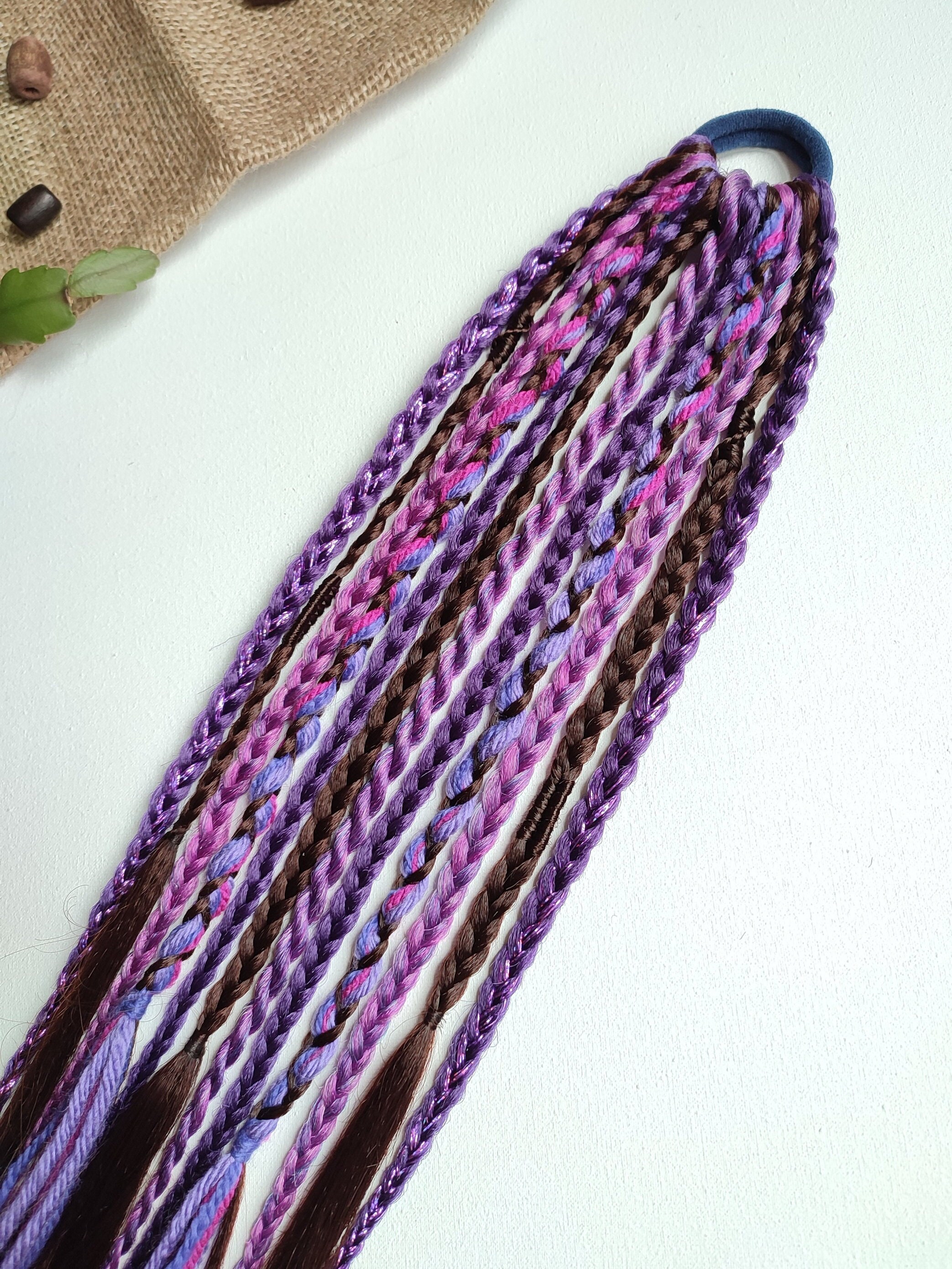 Purple Braids on Hairband Music Festival Braid Extension Etsy