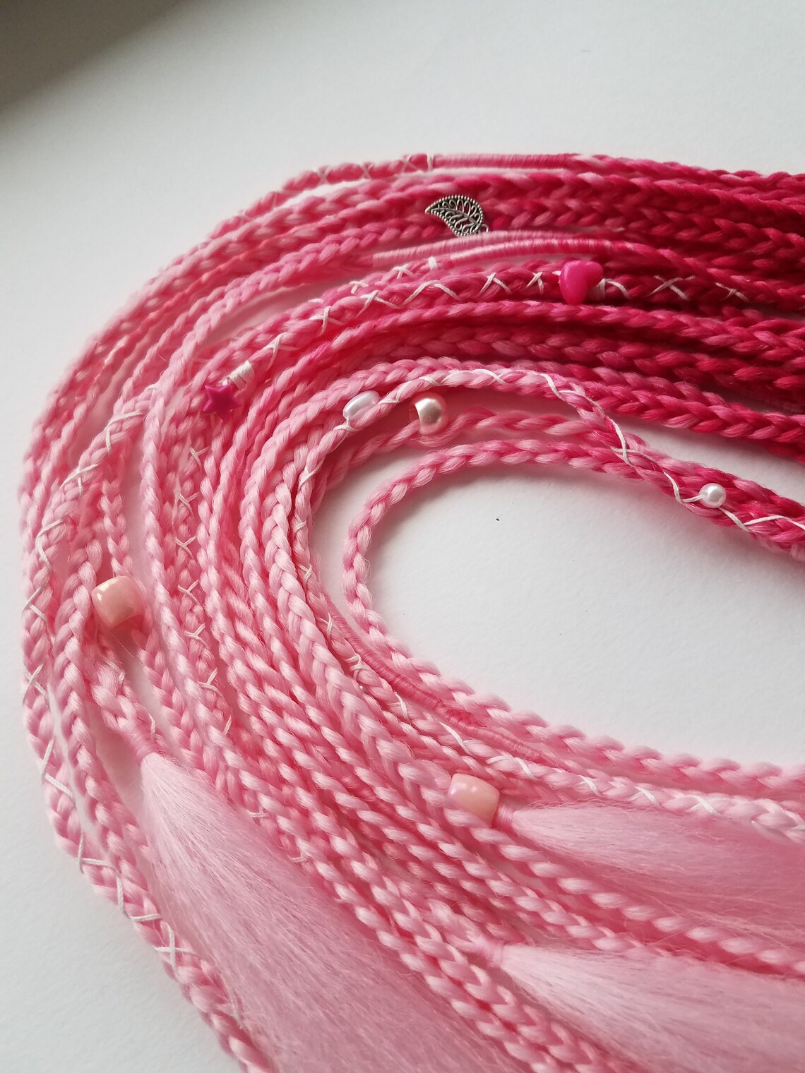 Pink Braids Extension on Hairband Music Festival Dreadlock Etsy