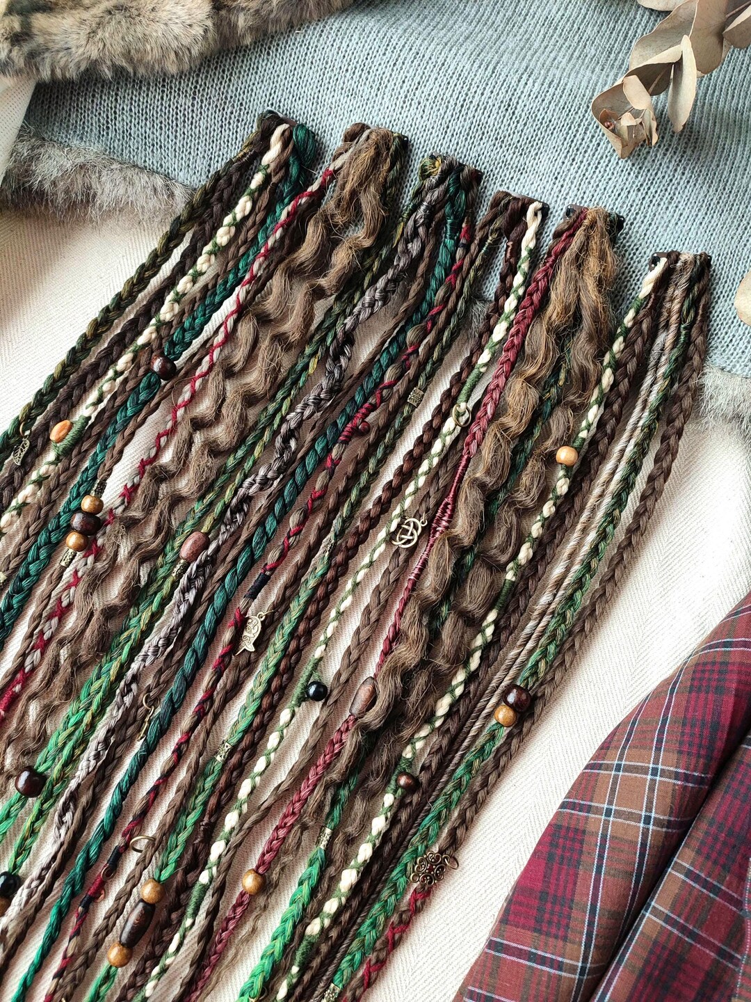 Clip in Dreadlocks Brown, Boho Hair Extension Burgundy, Viking Dreads ...