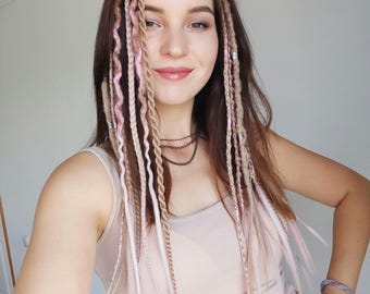 Trenzas rosadas con pinza para el cabello, trenzas pelirrojas con