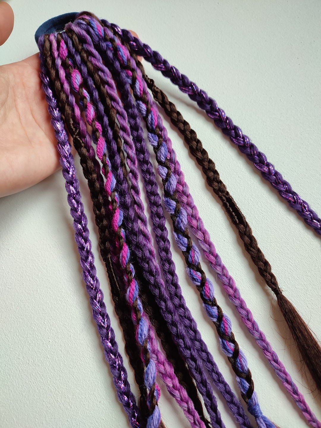 Purple Braids on Hairband Music Festival Braid Extension Etsy