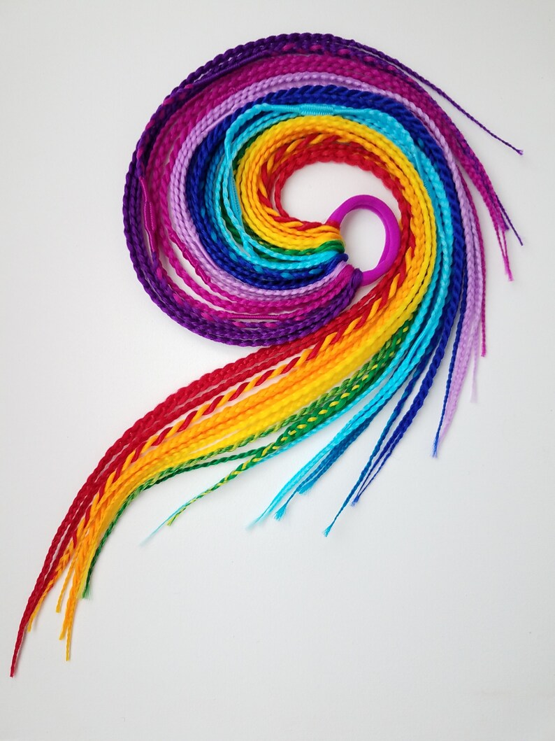 Rainbow Braids Extension on Hairband LGBT Hair Extension Etsy