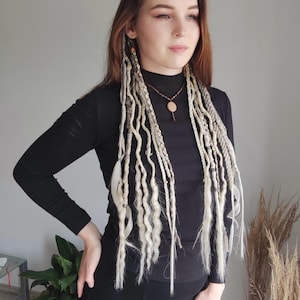 Blonde clip in dreadlocks, Boho hair extension, Viking dreads on hair clips, Shield maiden hair accessory, Length 25&quot;, Braids 17, clips 4