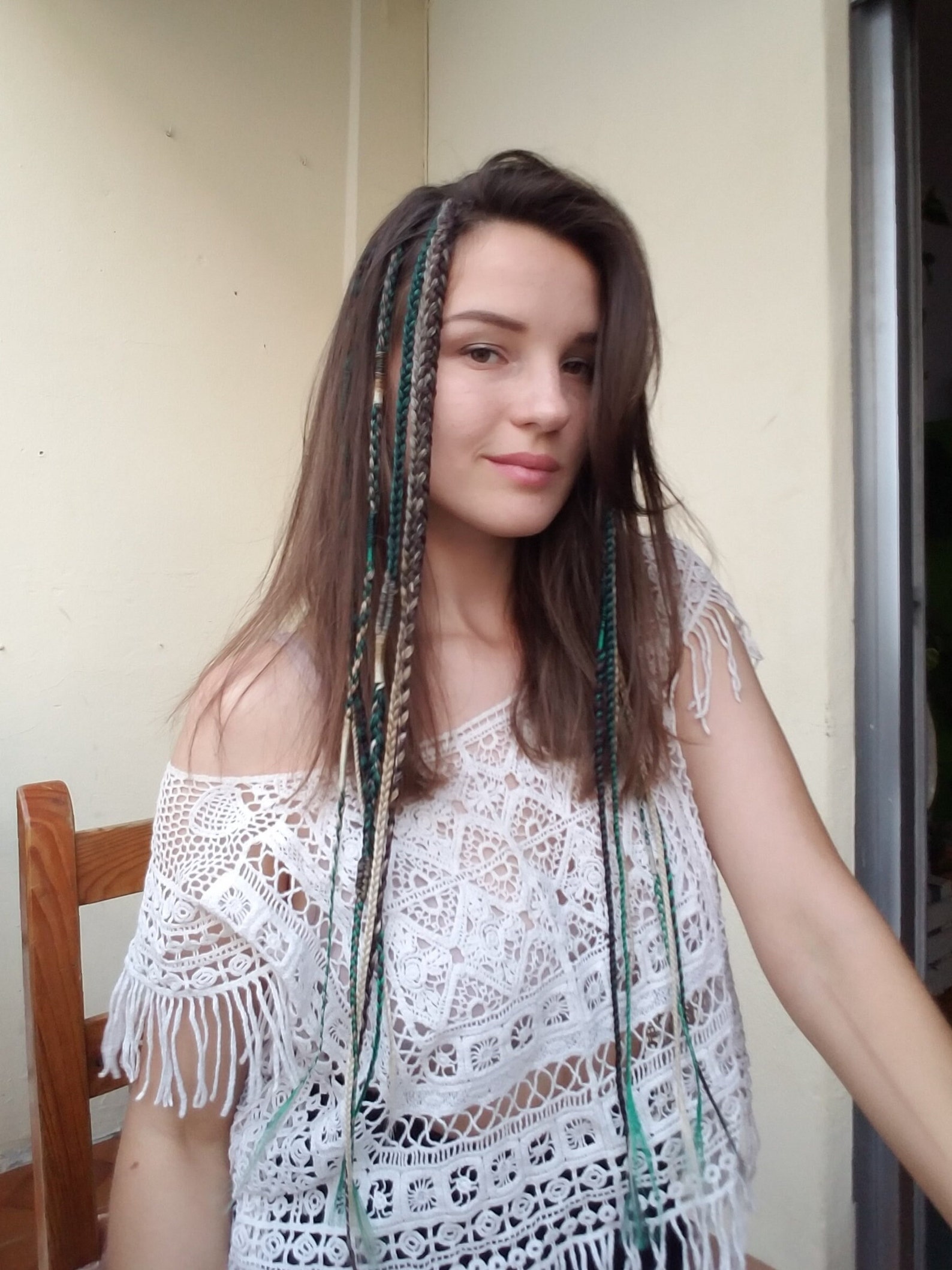 Clip in Braids Extension Green Brown Boho Hair Extensions Etsy