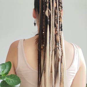 Ginger hair extensions on hair scrunchie,  Boho dreadlock ponytail wig dirty blonde, Viking dread extension brown, Length 22&quot;, Braids 20