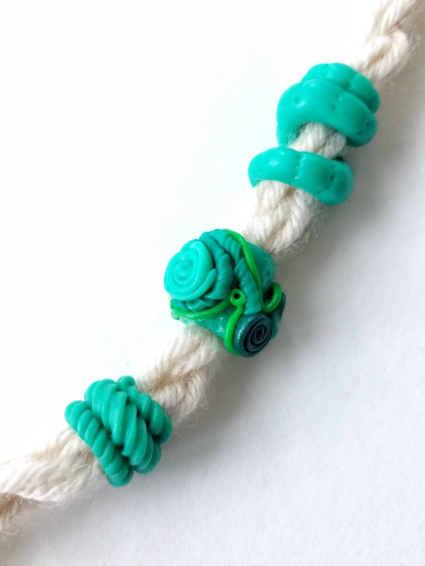 Set of 3 dread beads Turquoise dreadlock jewelry Polymer clay Etsy