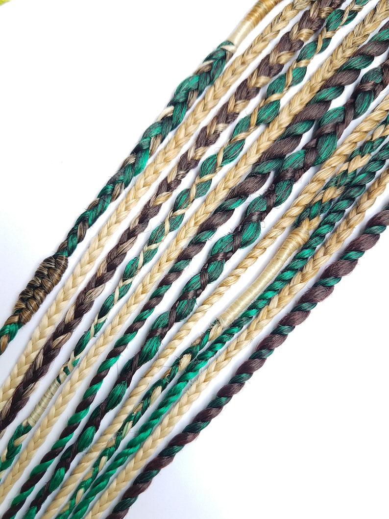 Clip in Braids Extension Green Brown Boho Hair Extensions Etsy