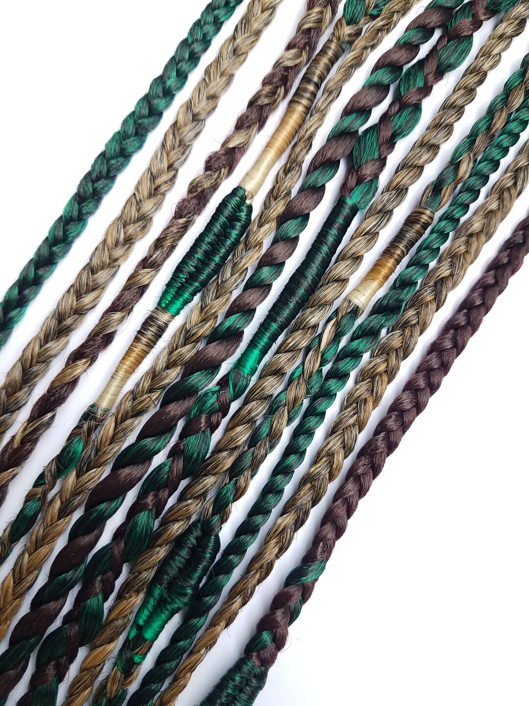 Clip in Braids Extension Green Brown Boho Hair Extensions Etsy