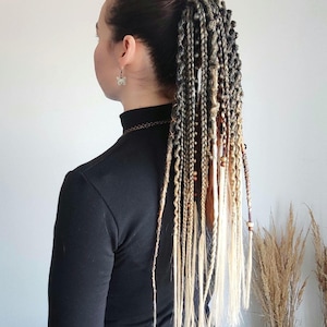 Dirty blonde braids on hairband, Boho chic dreadlock ponytail, Ombre blonde hair falls, Festival dreads extension, Length 24&quot;, Braids 25