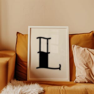 Arte mural con la inicial L / Letras de estilo tradicional americano / 3 estilos diferentes / Blanco y negro / Impresión digital y descarga instantánea