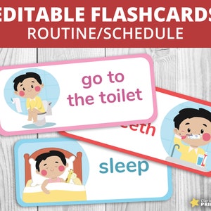 Flashcards de routine modifiables Set A- Planifier les tâches quotidiennes Scheduler Activités Enfants Enfants