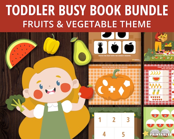 Toddler Busy Book Bundle  Fruits and Vegetables Theme