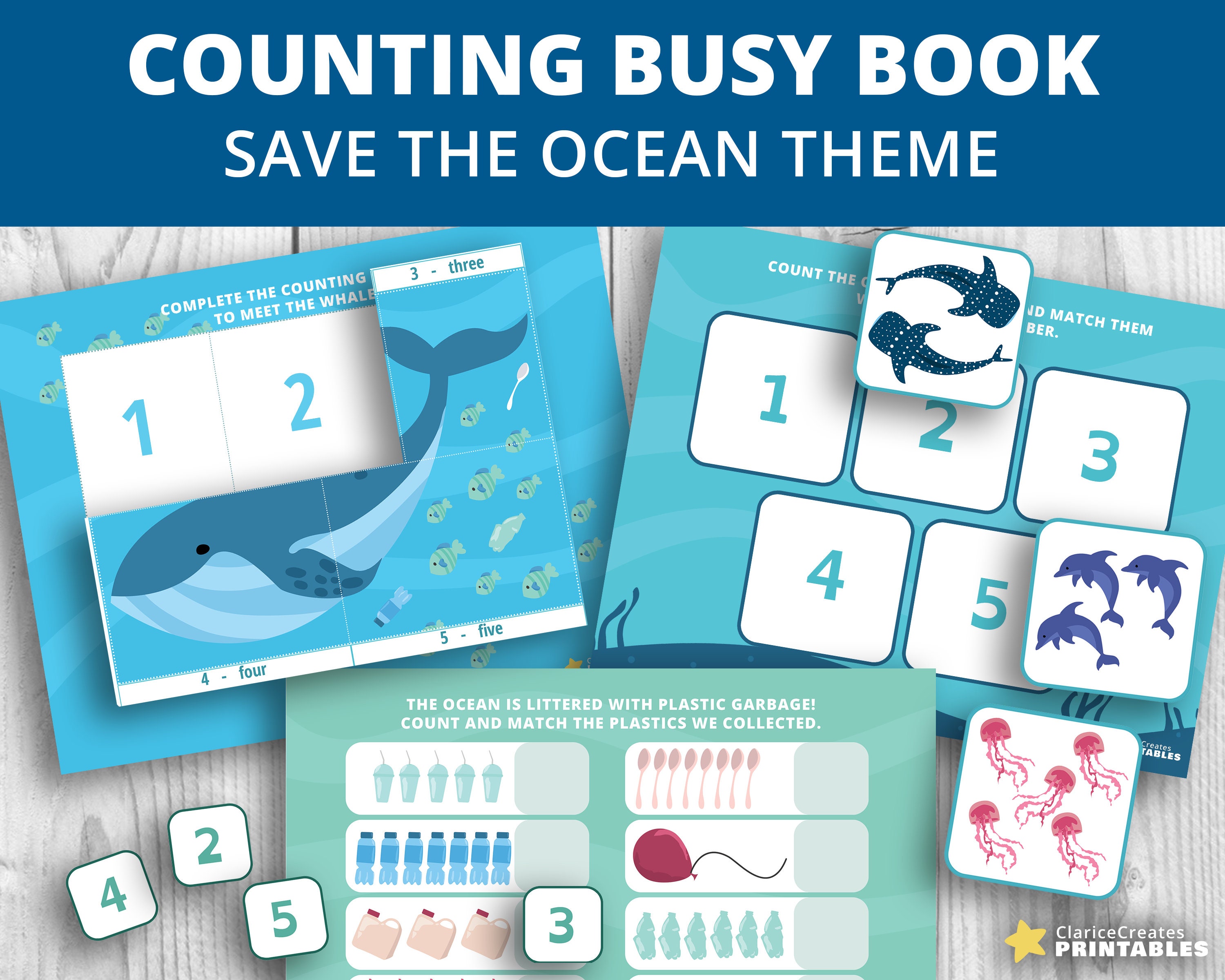 Toddler Busy Book Counting Module Save the Ocean Theme - Etsy