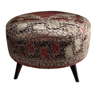 Vintage Rug Large Round Ottoman