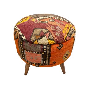 Vintage Kilim Medium Round Ottoman