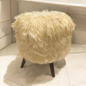 Small Round Angora Ottoman