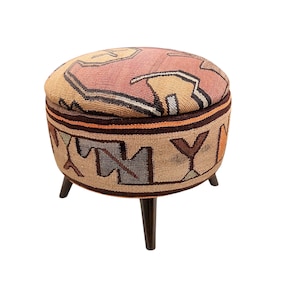 Vintage Kilim  Medium Round Ottoman