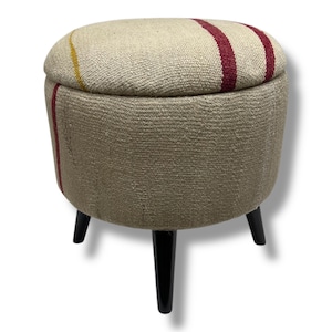 Stripe Kilim Small Round Ottoman