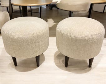 Vintage Hemp Small Round Ottoman