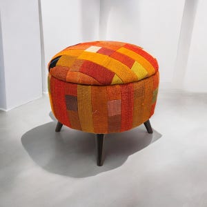 Mid-Century Medium Round Ottoman