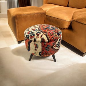Vintage Carpet Medium Round Ottoman