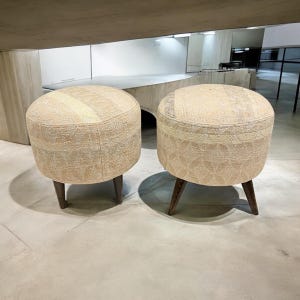 Embroidery kilim Small Round Ottoman