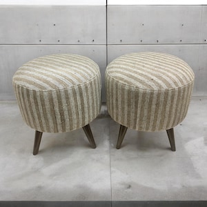 Stripe Kilim Small Round Ottoman