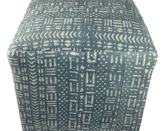 Indian wood print Square Ottoman