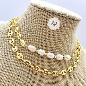 Necklace, Vintage link Chain. Style Necklace. Link Chain, Mariner Chain Gold Filled, Gold Chain