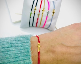 Cross Charm Bracelet Cross String Bracelet Men Women Cross Bracelet Christian Bracelet Religious Bracelet Sideways
