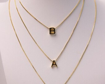Gold Letter Necklace. 18K Gold Plated Letter Necklace.